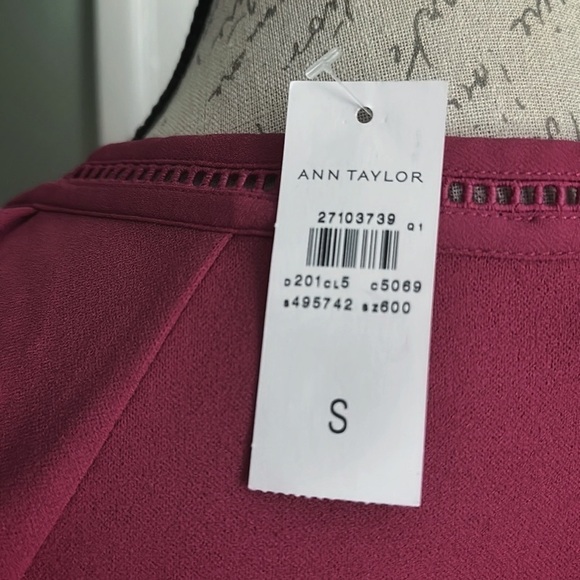 Ann TAYLOR Ladder Trim Square Neck Top - Raspberry - Picture 7 of 10